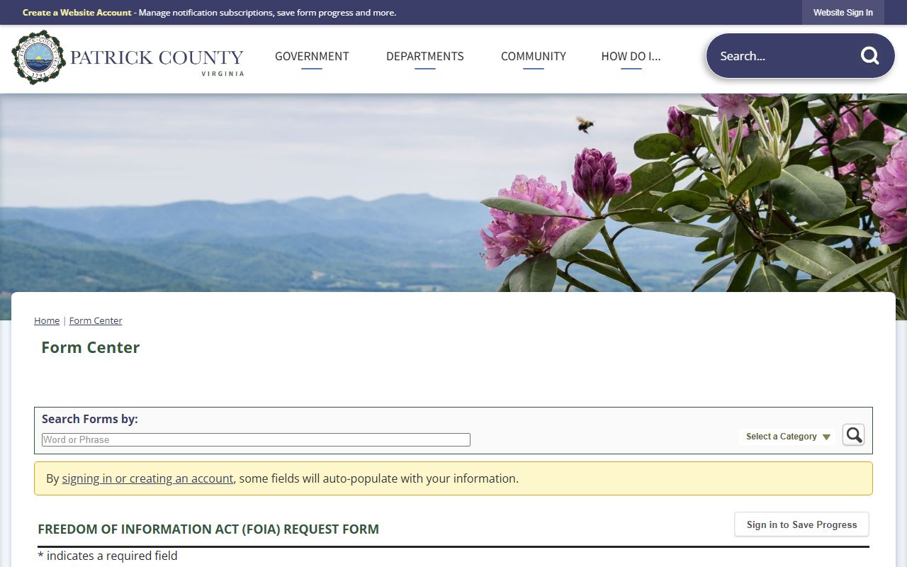 Patrick County jail mugshots FOIA booking photo request form